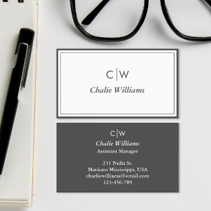 Minimalist Black and white 2 Borders, Business Card
