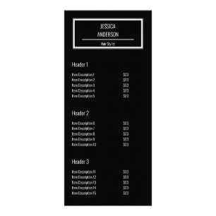 Minimalist Black and White 2-sided Hair Stylist Rack Card