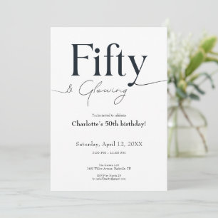 Minimalist Black and White 50th Birthday Invite 