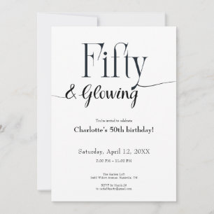 Minimalist Black and White 50th Birthday Invite 
