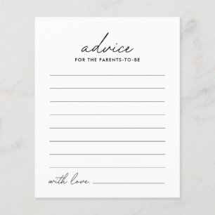 Minimalist Black and White Advice Baby Shower Game
