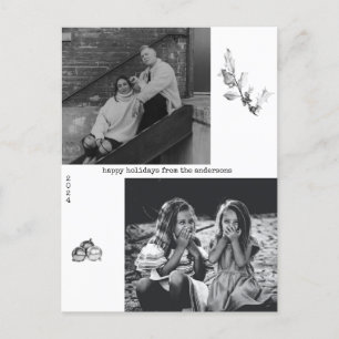 Minimalist Black and White Art Photo Christmas Holiday Postcard