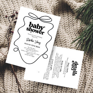 Minimalist  Black and White Baby Shower Invitation