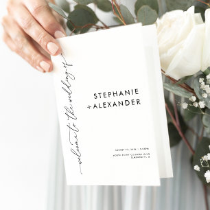 Minimalist Black and White Bifold Wedding Program