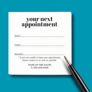 Minimalist Black and White Bold Salon Appointment Post-it Notes