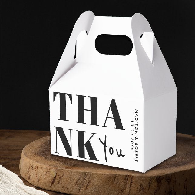 Minimalist Black and White Bold Thank You Wedding Favor Box (Creator Uploaded)