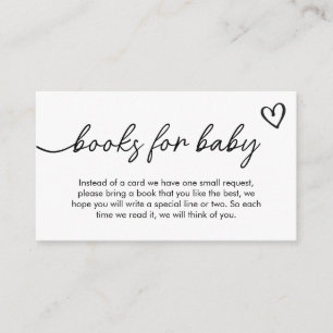Minimalist Black and White Books for Baby Enclosure Card