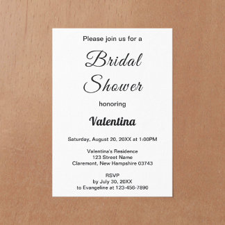 Minimalist Black and White Bridal Shower Invitation