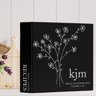 Minimalist Black and White Bridal Shower Recipe Binder