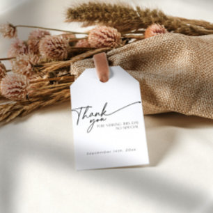Minimalist Black and White Bridal Shower Thank You Gift Tags