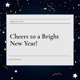 Minimalist Black and White Bright New Year  Holiday Postcard