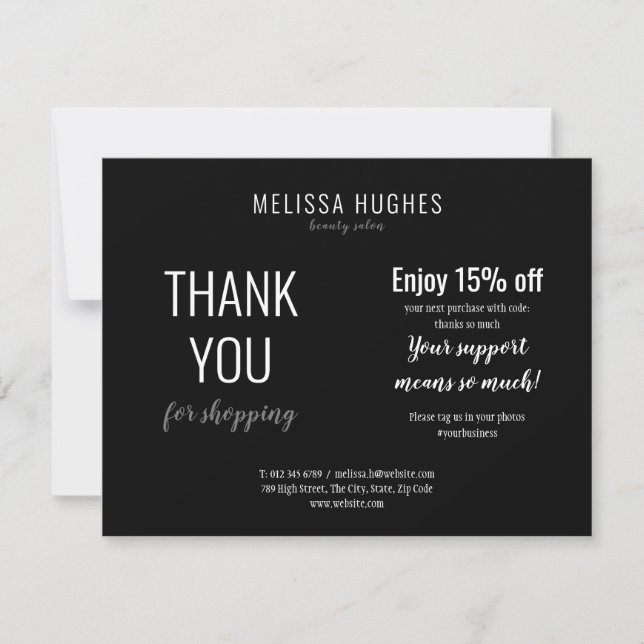 minimalist Black And White Business Discount Card (Front)