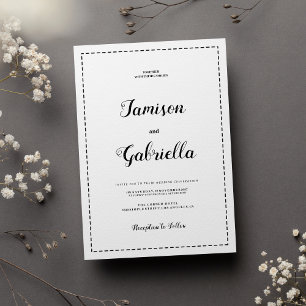 Minimalist black and white calligraphy Wedding  Invitation