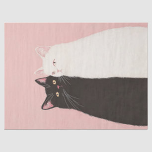 Minimalist Black and White Cat Decoupage Tissue Paper