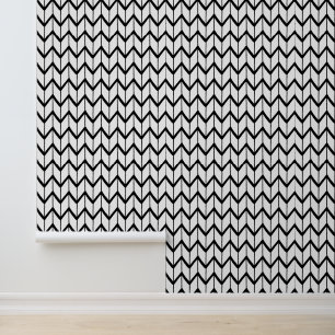 Minimalist Black and White Chevron Pattern Wallpaper