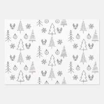Minimalist Black And White Christmas Pine Tree