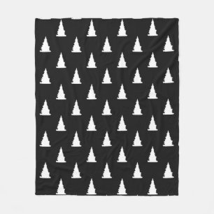 Minimalist black and white Christmas tree pattern Fleece Blanket