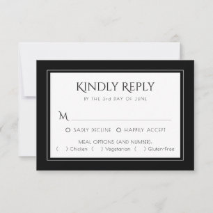 Minimalist Black and White   Classic Moder Entree RSVP Card