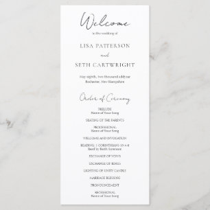 Minimalist Black and White Classic Wedding Program
