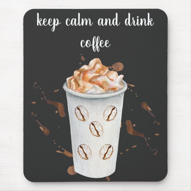 Minimalist Black and White Coffee Mug Mouse Pad (Front)