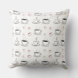 Minimalist Black and White Coffee Mug Throw Pillow