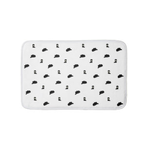 Minimalist Black And White Cowboy Rodeo Pattern Bath Mat