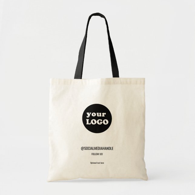 Minimalist Black And White Custom Business Logo Tote Bag (Front)