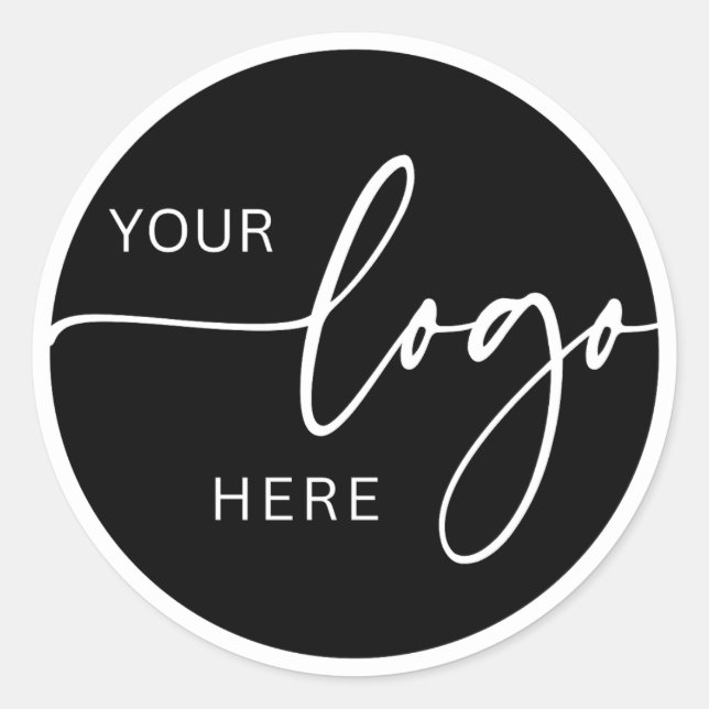 Minimalist Black and White Custom Logo Business Classic Round Sticker (Front)