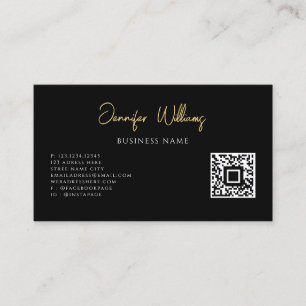 Minimalist Black and White Custom QR Code Script B Business Card