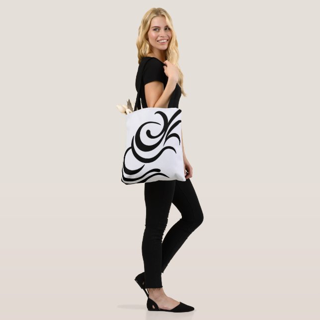 minimalist black and white design tote bag (On Model)
