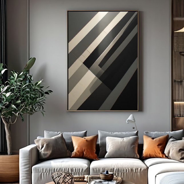 Minimalist Black and White Diagonal Stripes Canvas Print (Creator Uploaded)