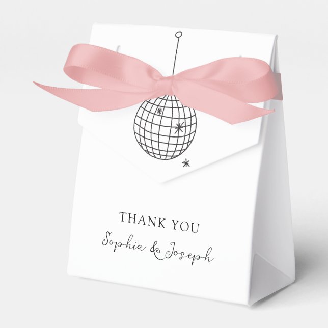 Minimalist Black and White Disco Ball Favor Box (Front Side)