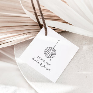 Minimalist Black and White Disco Ball Favour Tags