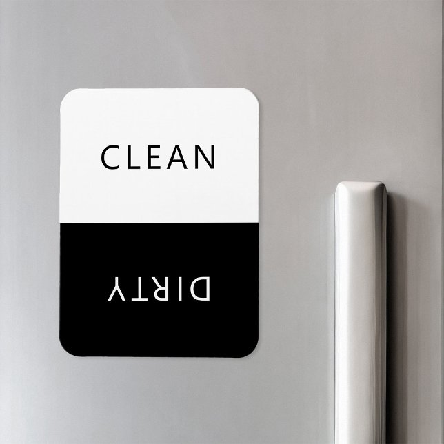 Minimalist Black and White Dishwasher Clean Dirty Magnet (Creator Uploaded)
