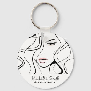 Minimalist Black and White Elegant Feminine Makeup Keychain