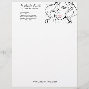 Minimalist Black and White Elegant Feminine Makeup Letterhead