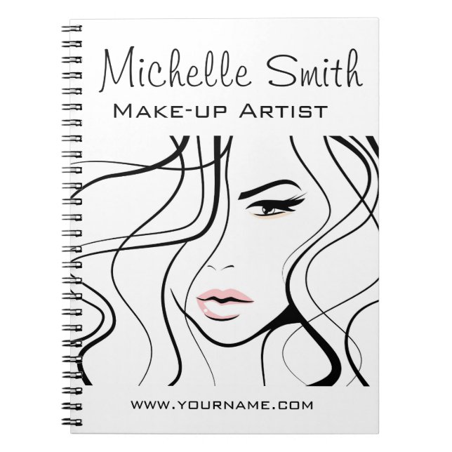 Minimalist Black and White Elegant Feminine Makeup Notebook (Front)
