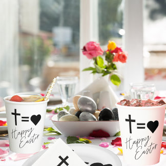 Minimalist Black and White Elegant Happy Easter Paper Cups