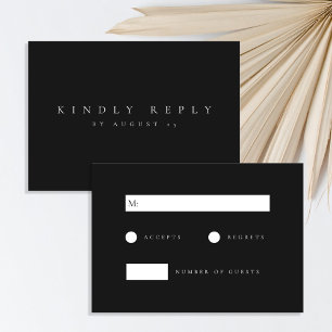 Minimalist Black and White Elegant Wedding RSVP Card