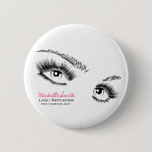Minimalist Black and White Eyelashes Chic Makeup 2 Inch Round Button