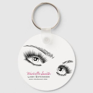 Minimalist Black and White Eyelashes Chic Makeup Keychain