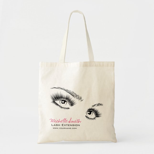 Minimalist Black and White Eyelashes Chic Makeup Tote Bag (Front)