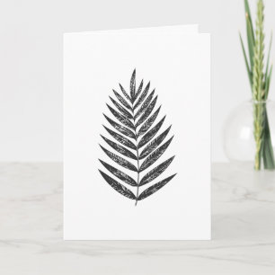 Minimalist Black and White Fern Drawing Card