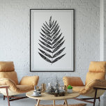 Minimalist Black and White Fern Drawing Poster<br><div class="desc">This modern minimalist botanical illustration features a simple palm frond leaf drawing in black and white.</div>