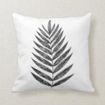 Minimalist Black and White Fern Drawing Throw Pillow<br><div class="desc">This modern minimalist botanical illustration features a simple palm frond leaf drawing in black and white.</div>