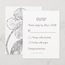Minimalist Black and White Floral Wedding RSVP