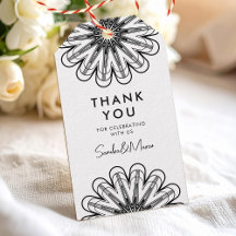 Minimalist black and white flowers thank you
