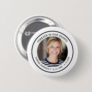 Minimalist Black and White Forever in our Hearts  2 Inch Round Button