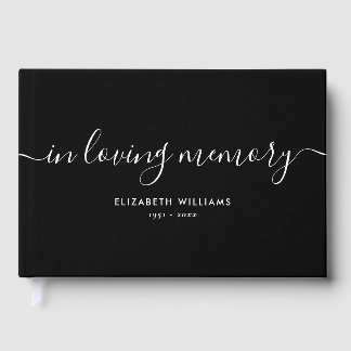 Minimalist Black and White Funeral Guest Book