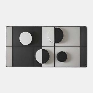 Minimalist Black and White Geometric Abstract Art Desk Mat